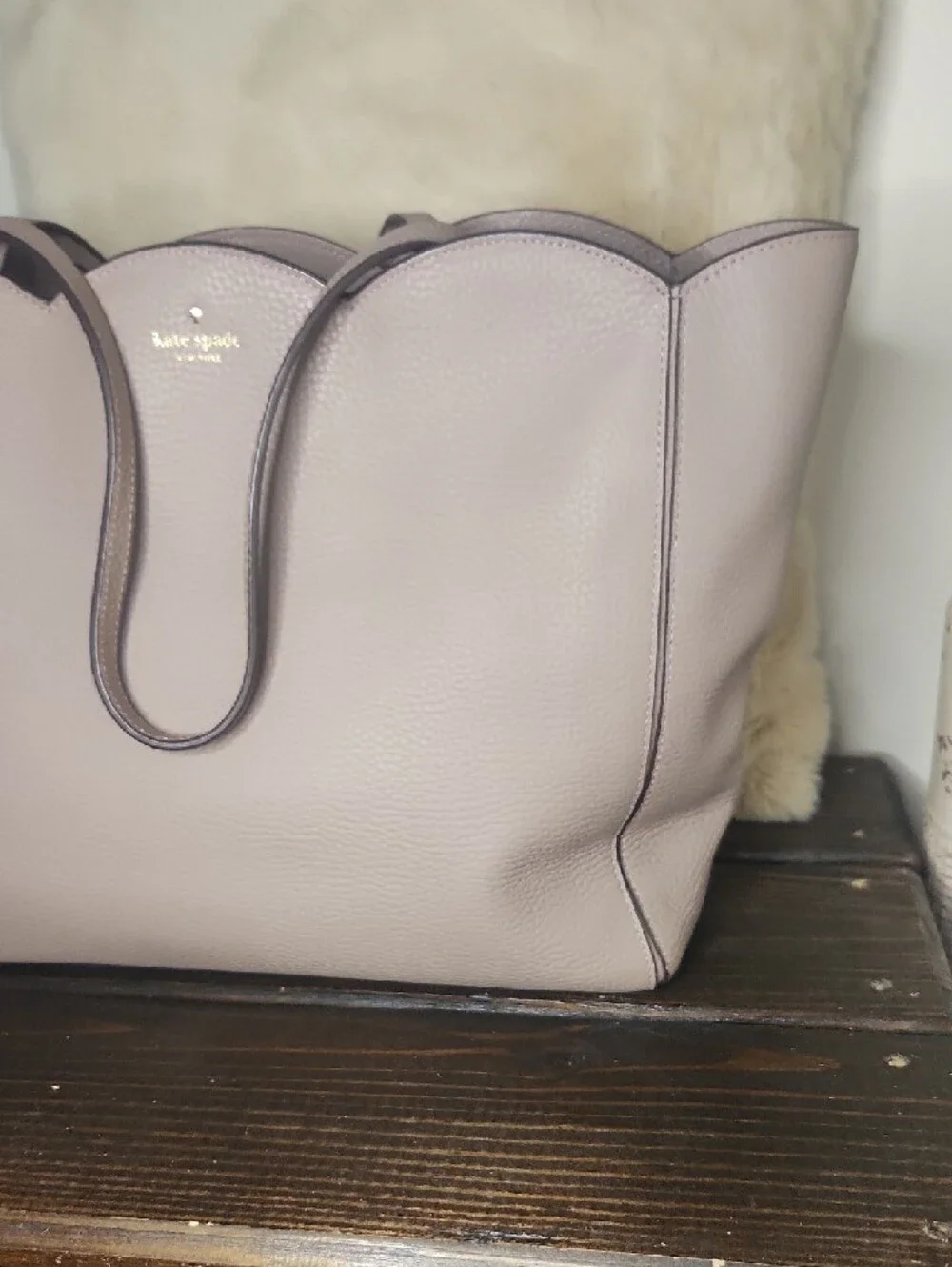 kate spade Scalloped Pebbled Tote in Dusty Mauve